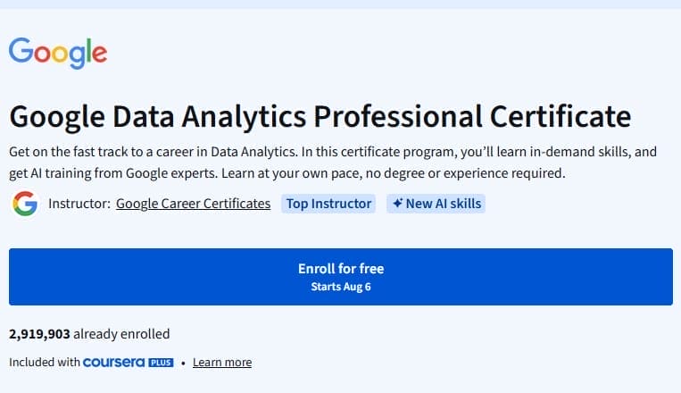 Google: Data Analytics Professional Certificate